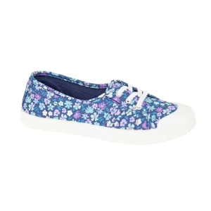 DEK Women's 3 Eye Canvas Lace Up Pump Shoe Blue Floral