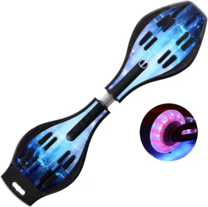 Deluxe Junior Caster Board in Amazing Blue Color, with Illuminating Wheels for More Excitement, Fun and Visibility, Durable Twistboard for Teenagers, Adults and Professional(10)