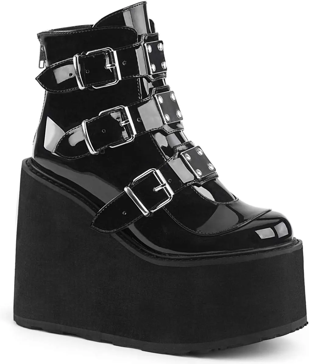 Demonia SWING-105 Women's Ankle Boots, Black Patent, 7