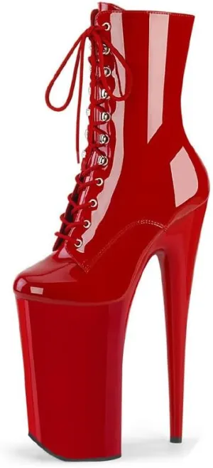 denova's Women's Patent 10in Very High Heel Platform Pole Dance Mid-Calf Boot with Zipper