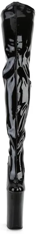 denova's Women's Patent 10in Very High Heel Platform Pole Dance Over-The-Knee Thigh High Boot with Zipper