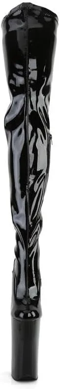 denova's Women's Patent 10in Very High Heel Platform Pole Dance Over-The-Knee Thigh High Boot with Zipper