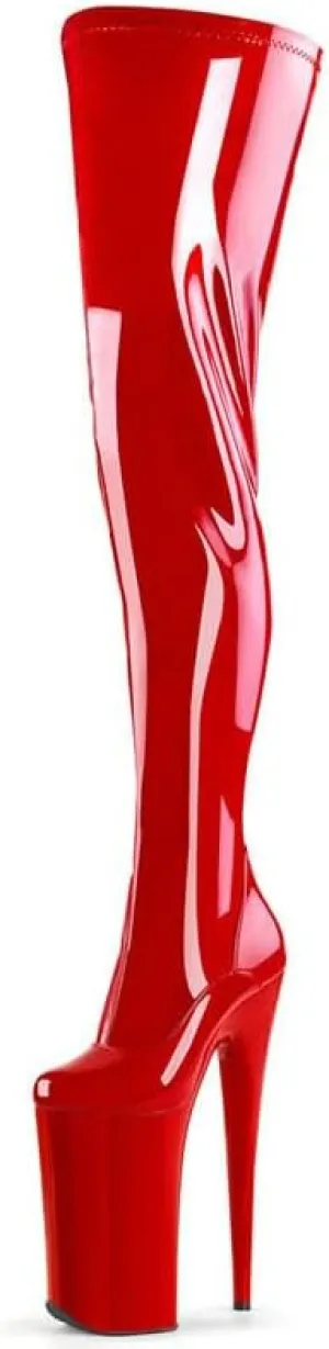 denova's Women's Patent 10in Very High Heel Platform Pole Dance Over-The-Knee Thigh High Boot with Zipper