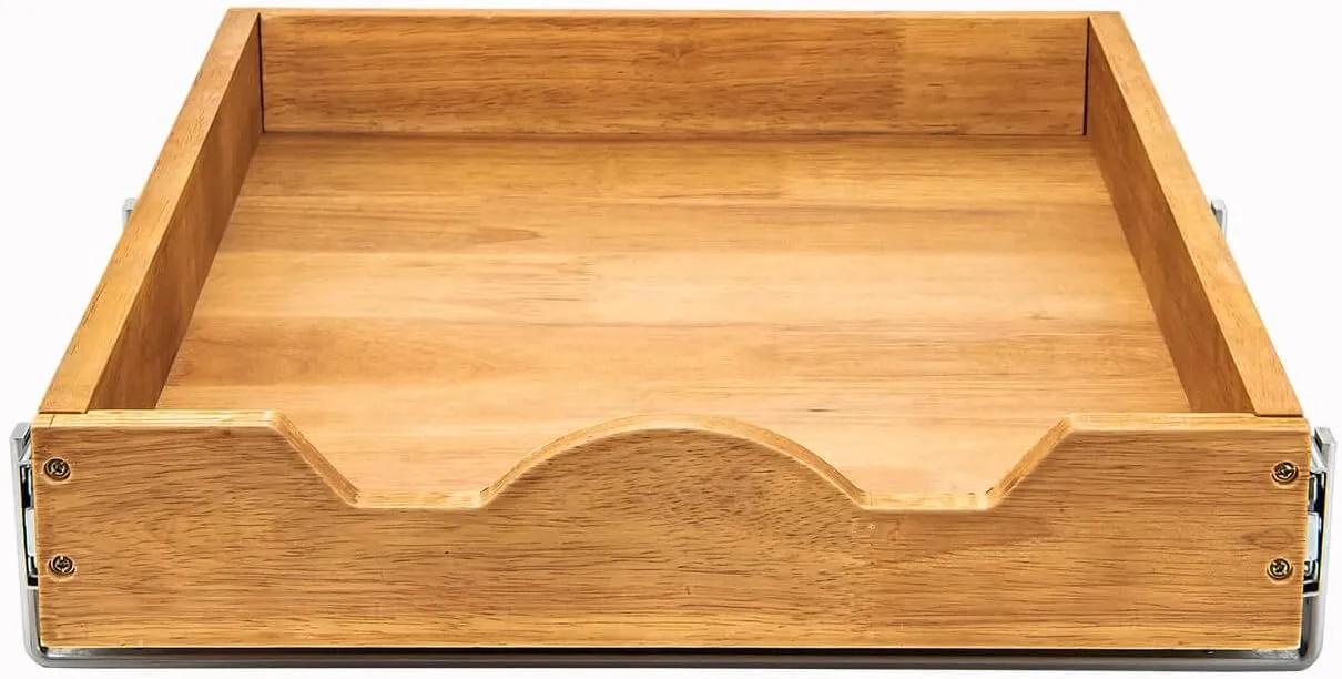 DINDON Pull Out Cabinet Organizer (11" W x 18" D) 1 Tier，Single Tier Oak Wood Under Cabinet Slide Out Shelf Drawer Box…