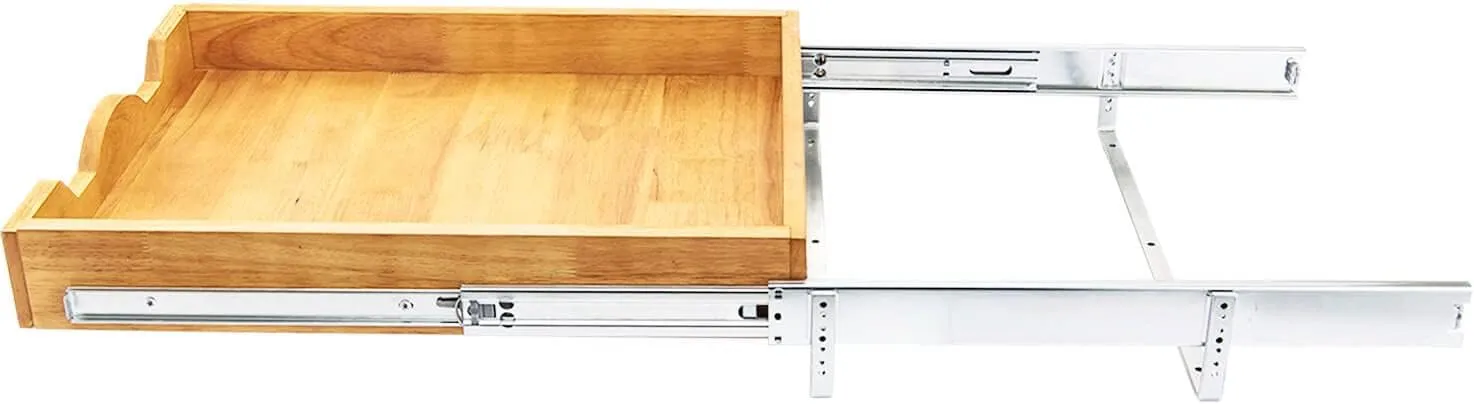 DINDON Pull Out Cabinet Organizer (11" W x 18" D) 1 Tier，Single Tier Oak Wood Under Cabinet Slide Out Shelf Drawer Box…
