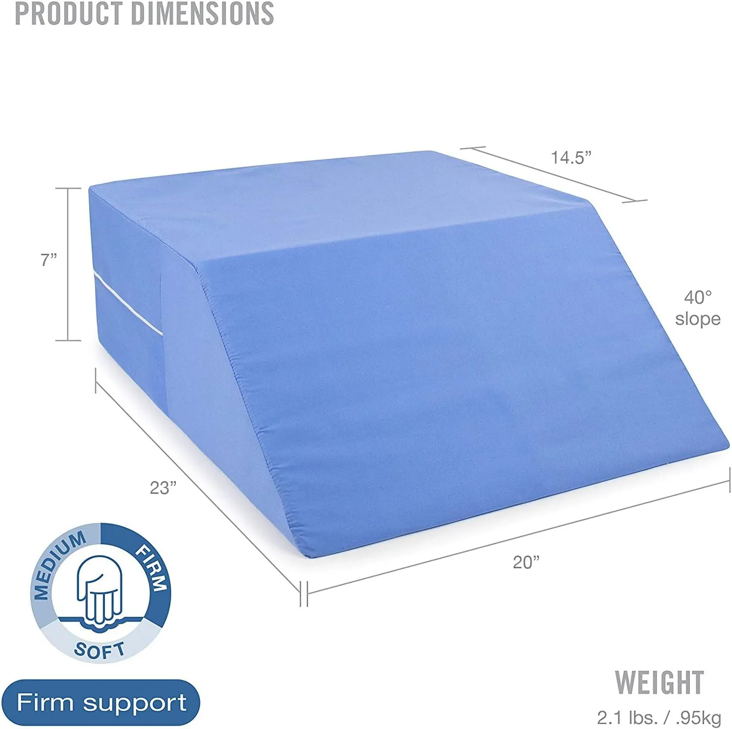 DMI Leg Wedge Pillow for Back Pain Relief (FSA Eligible) | High-Density Foam | Bed Wedge Pillow For Legs Elevation | Knee Pain, Post Surgery Pillow | Circulation and Swelling | Pregnancy | Blue