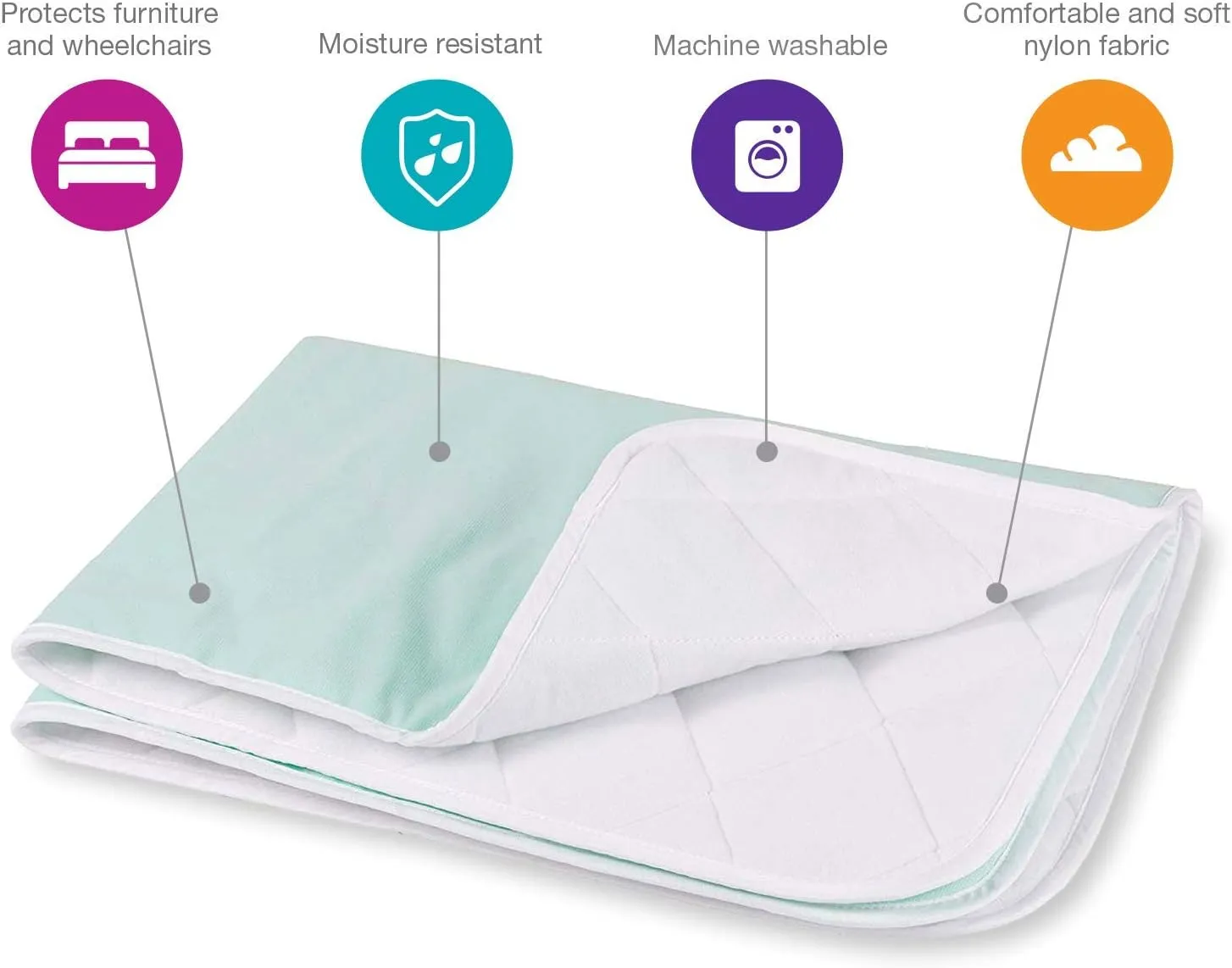 DMI Waterproof Sheet to be Used as a Bed Pad, Bed Liner, Mattress Protector, Pee Pad, Furniture Cover or Seat Protector with Quilted Slide Sheet and 4 Layers of Protection, Without Straps, 36 x 40