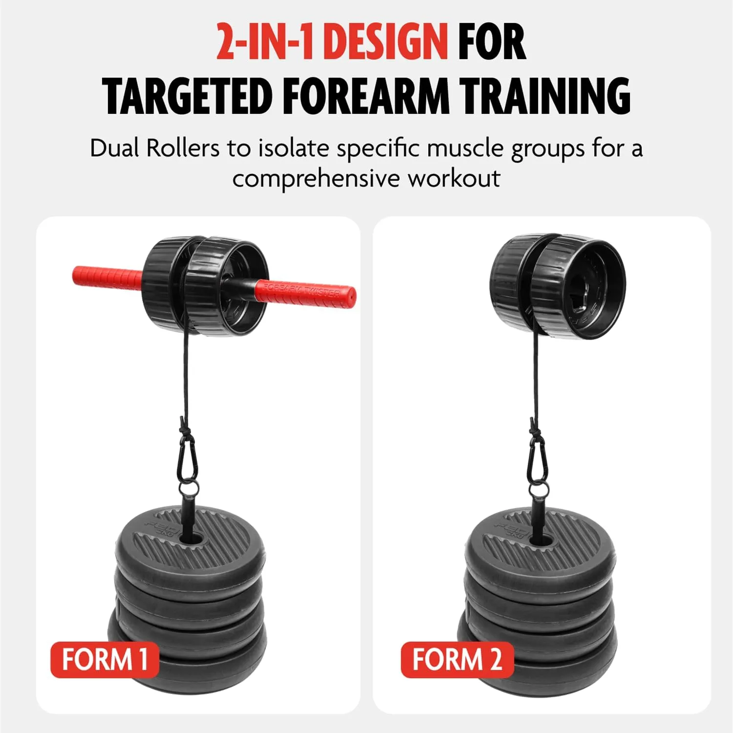 DMoose Fitness Forearm Strengthener & Wrist Roller - 2 in 1 Arm Exerciser with Non-Slip Premium Grip, Durable Nylon Rope - Helps with Elbow Tendonitis, Wrist Recovery & Strength Training (Patented)