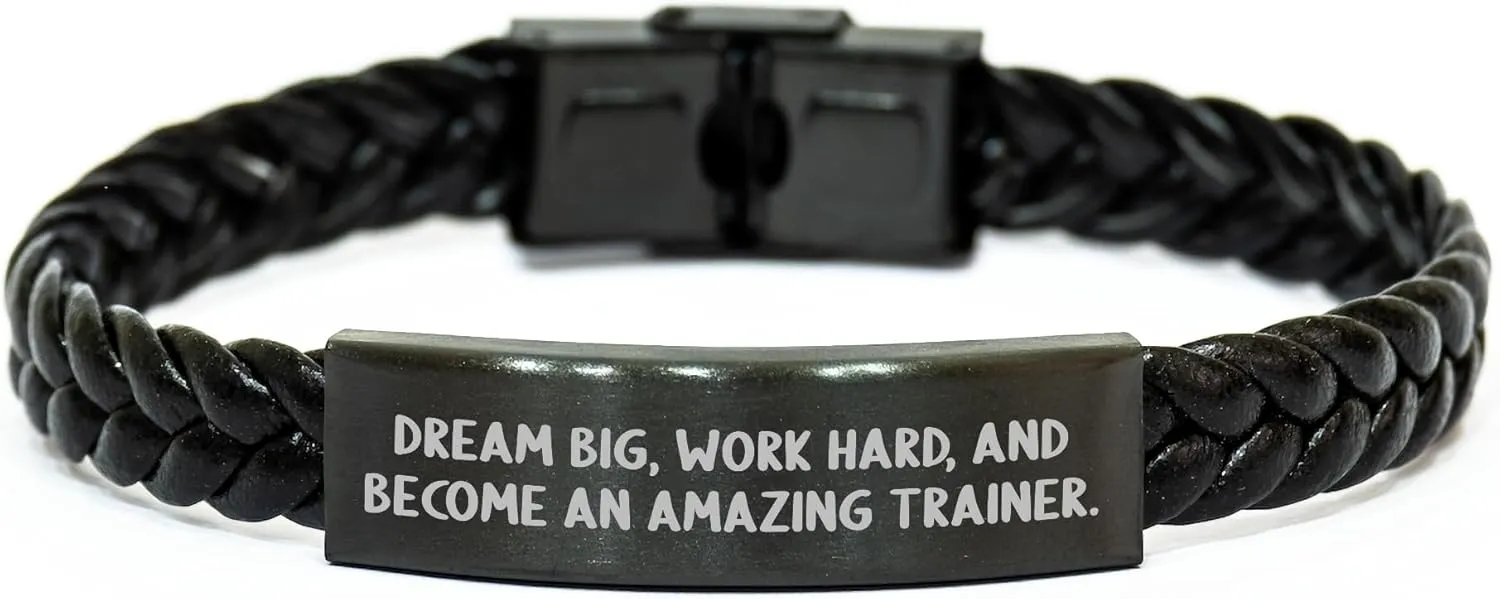 Dream Big Work Hard Trainer Interlaced Leather Birthday Unique Gift from Friends