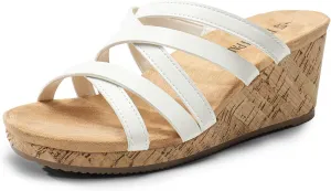 DREAM PAIRS Dressy Wedge Sandals for Women Casual Summer, Comfort Cork Strappy Platform Slides Sandals