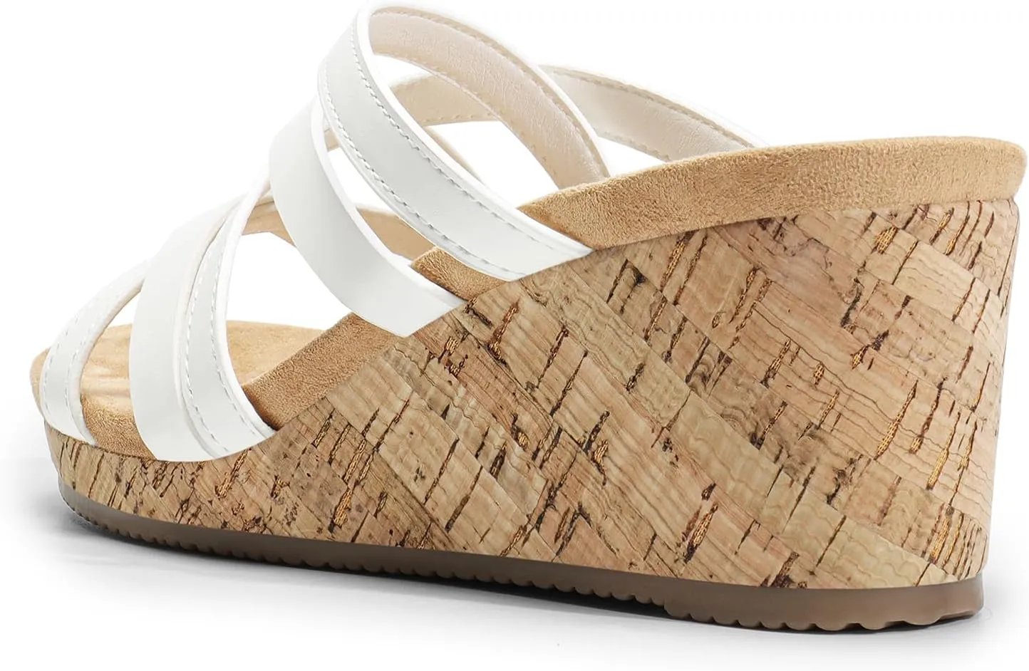 DREAM PAIRS Dressy Wedge Sandals for Women Casual Summer, Comfort Cork Strappy Platform Slides Sandals