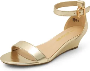 DREAM PAIRS Women's Ingrid Ankle Strap Low Wedge Sandal