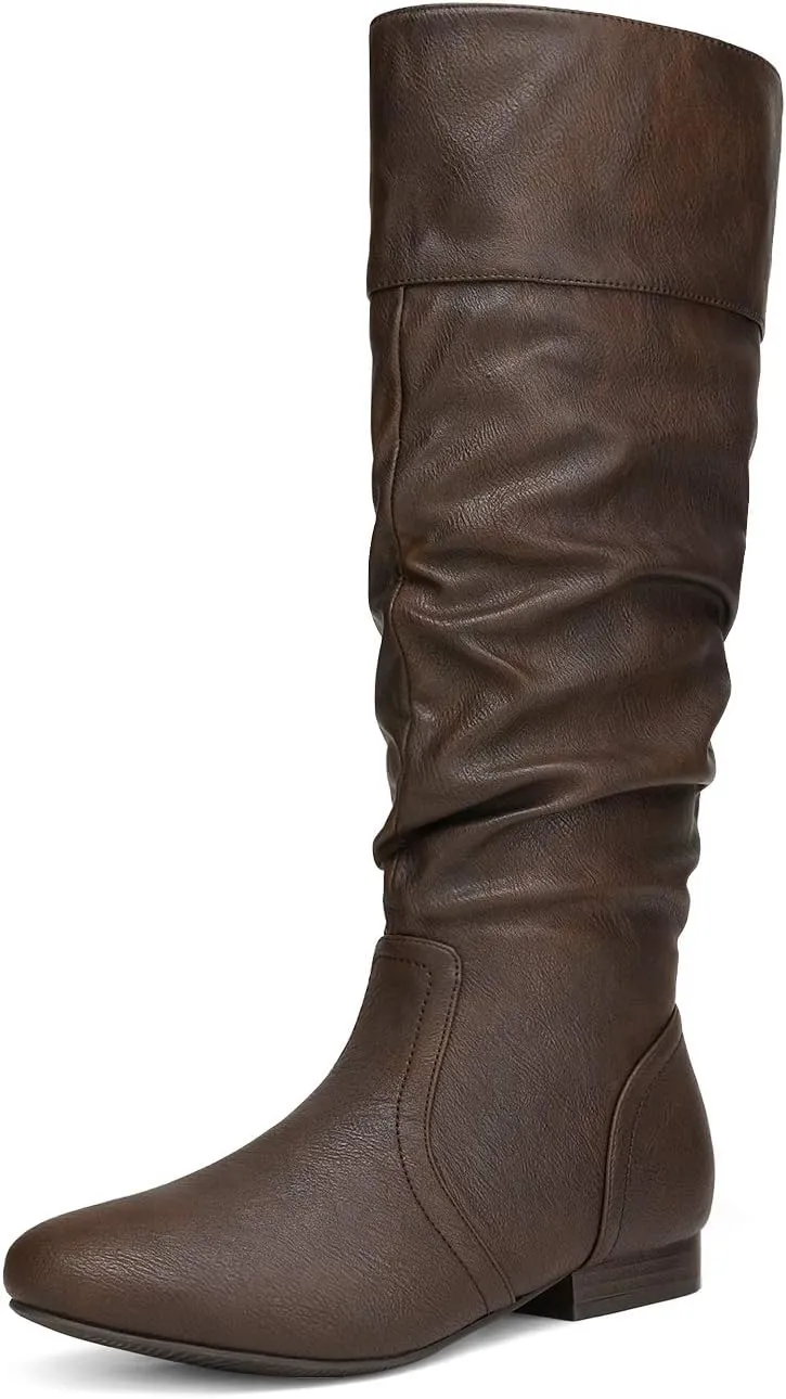 DREAM PAIRS Women's Wide Calf Knee High Pull On Fall Weather Winter Boots
