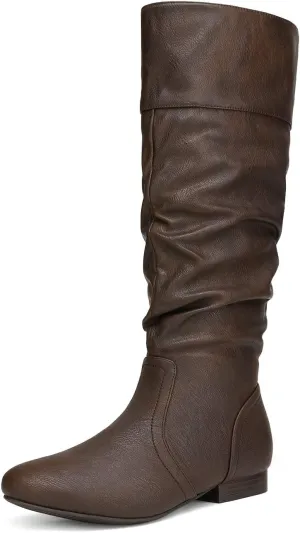 DREAM PAIRS Women's Wide Calf Knee High Pull On Fall Weather Winter Boots