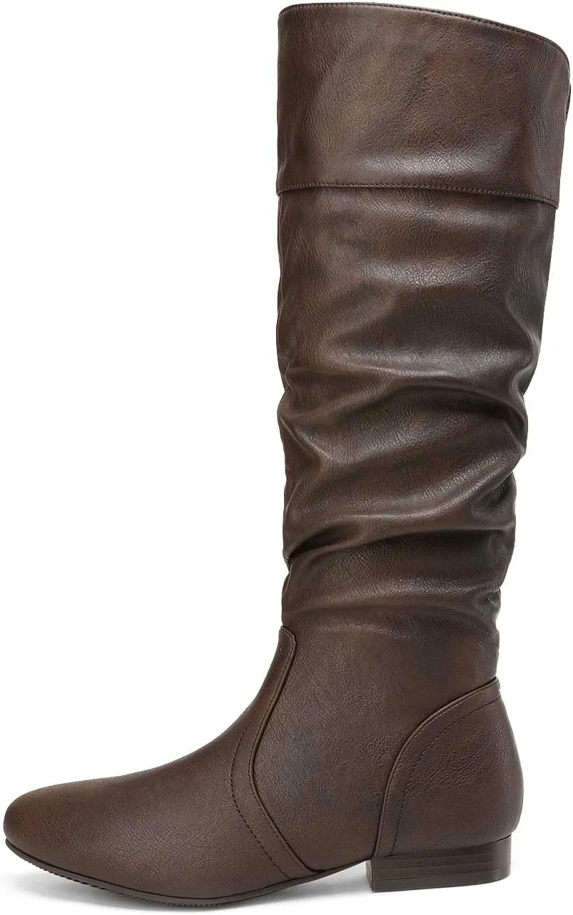 DREAM PAIRS Women's Wide Calf Knee High Pull On Fall Weather Winter Boots
