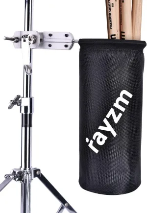 Drum Stick Bag Holder, Nylon Mallet/Brush/Beater Stick Holder with Aluminum Clamp for Drum Kit & Music Stand (1.5-3cm Diameter Pole), UP to 12 Pairs of Sticks