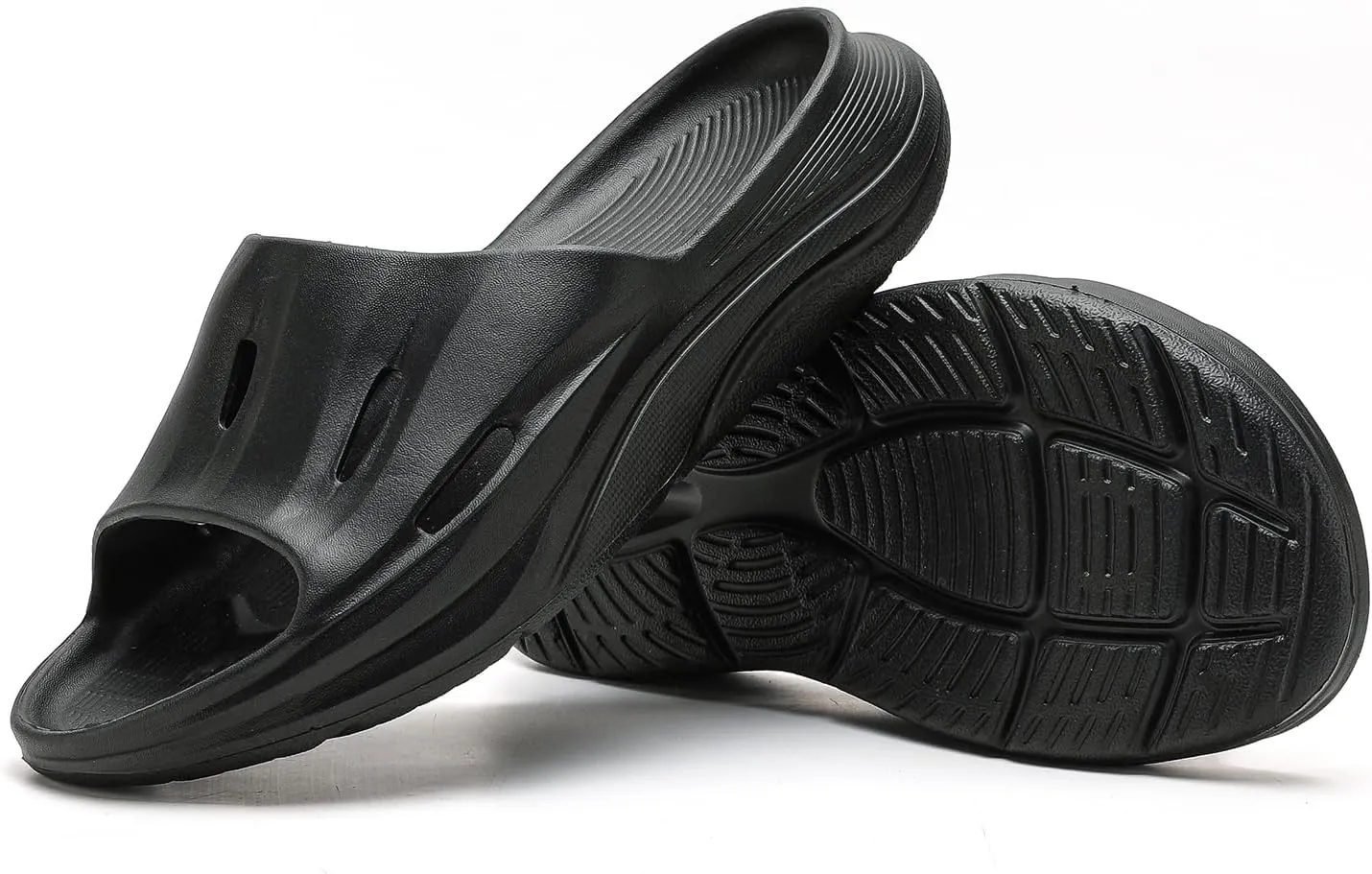 DUDHUH Cloud Slides For Men Slip On Black Platform Slide Sandals House Pillow Slippers Shower Indoor And Outdoor Summer Thick Sole