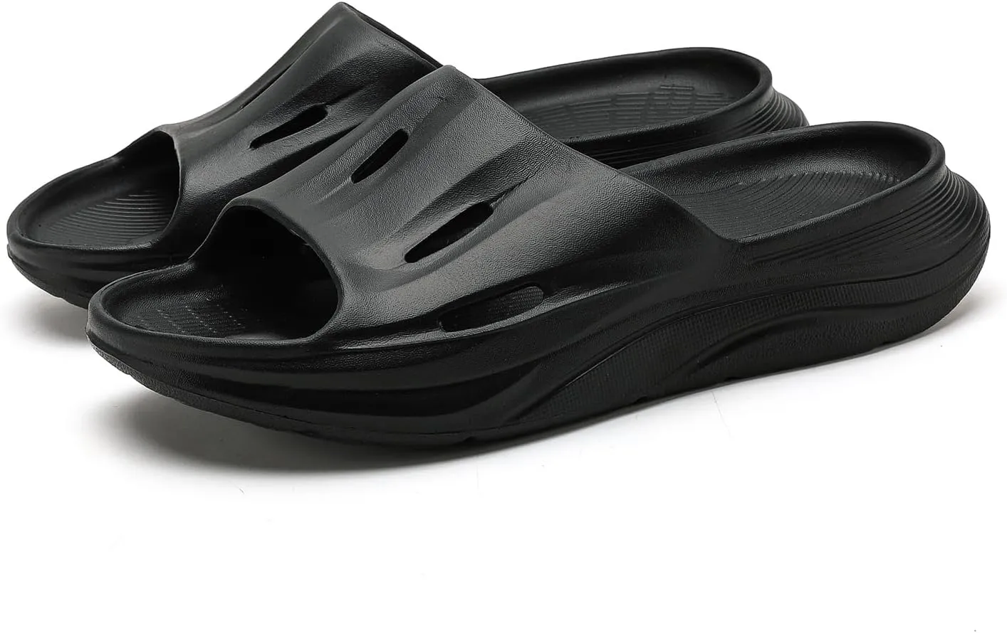 DUDHUH Cloud Slides For Men Slip On Black Platform Slide Sandals House Pillow Slippers Shower Indoor And Outdoor Summer Thick Sole