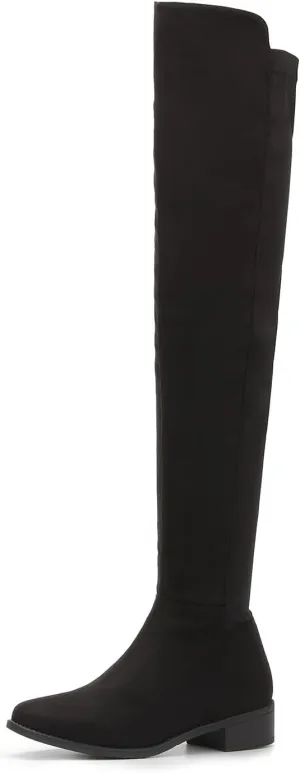 EETTARO Women's Over The Knee Boot Fashion Lace Up Tight High Boots Side Zip Block Heel Riding Booties