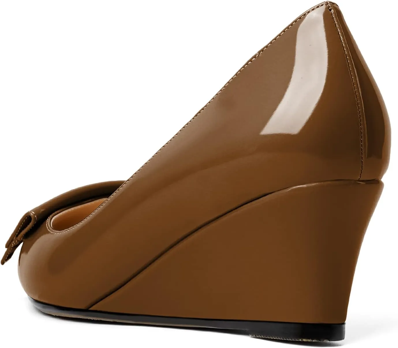 Eldof Low Wedge Heels for Women Pointed Toe Slip On Wedge Pumps with Bow 2 Inches Dress Shoes for Party Wedding Evening