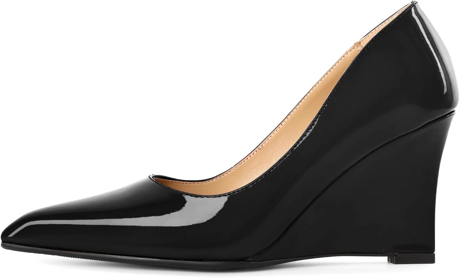 Eldof Wedges Heels for Women Pointed Closed Toe Slip On High Heel Wedges Shoes Sexy Wedding Dressy Pumps 3.5 Inches