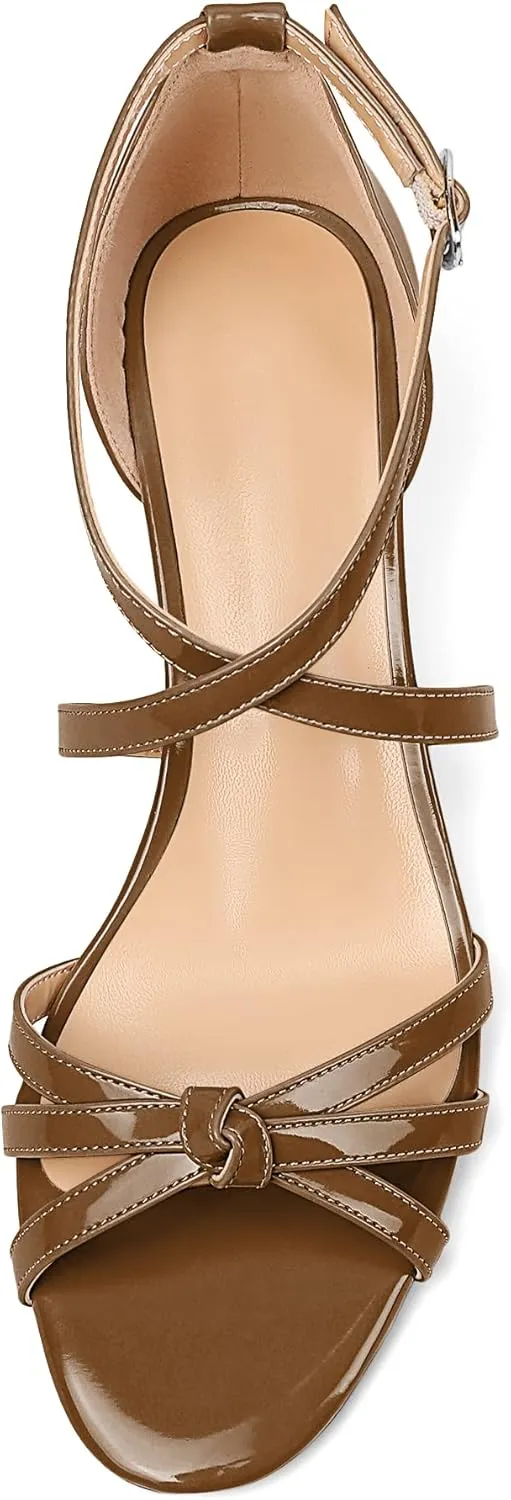 Eldof Women's Open Toe Ankle Strap Criss Cross Wedge Sandals 2 Inches Low Heel Wedge Pumps Shoes for Dress Casual Work Event