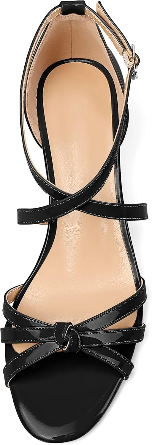 Eldof Women's Open Toe Ankle Strap Criss Cross Wedge Sandals 2 Inches Low Heel Wedge Pumps Shoes for Dress Casual Work Event