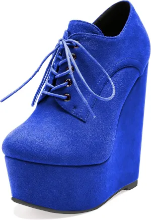 Eldof Women's Wedge Heel Ankle Bootie Sexy 6" Ankle Bootie High Wedge Heel Bootie Platform Lace Up Comfortable Boots