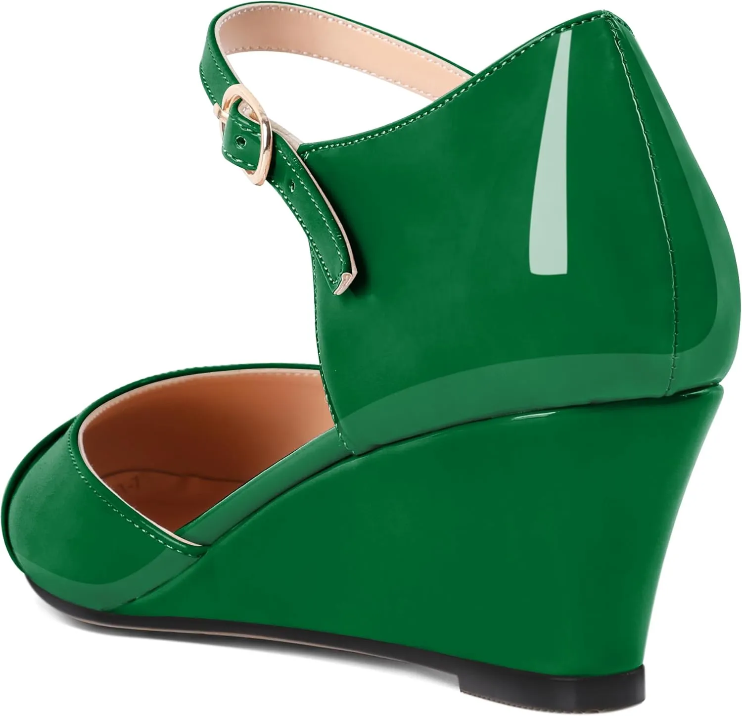Eldof Womens Wedges Mary Jane Round Toe Ankle Strap Wedge Low Heel Dress Shoes Pumps for Women 2 Inches