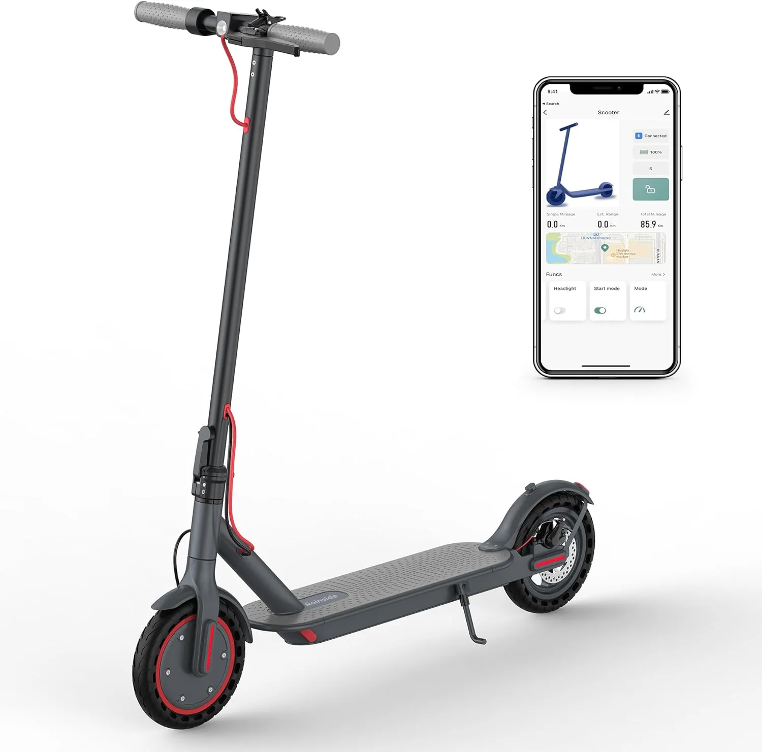 Electric Scooter for Adults - 350W/500W Motor, 8.5"/10'' Tires, Up to 19/22 MPH and 21/23/28 Miles Long-Range Folding Commuting E-Scooter with Dual Braking System and App