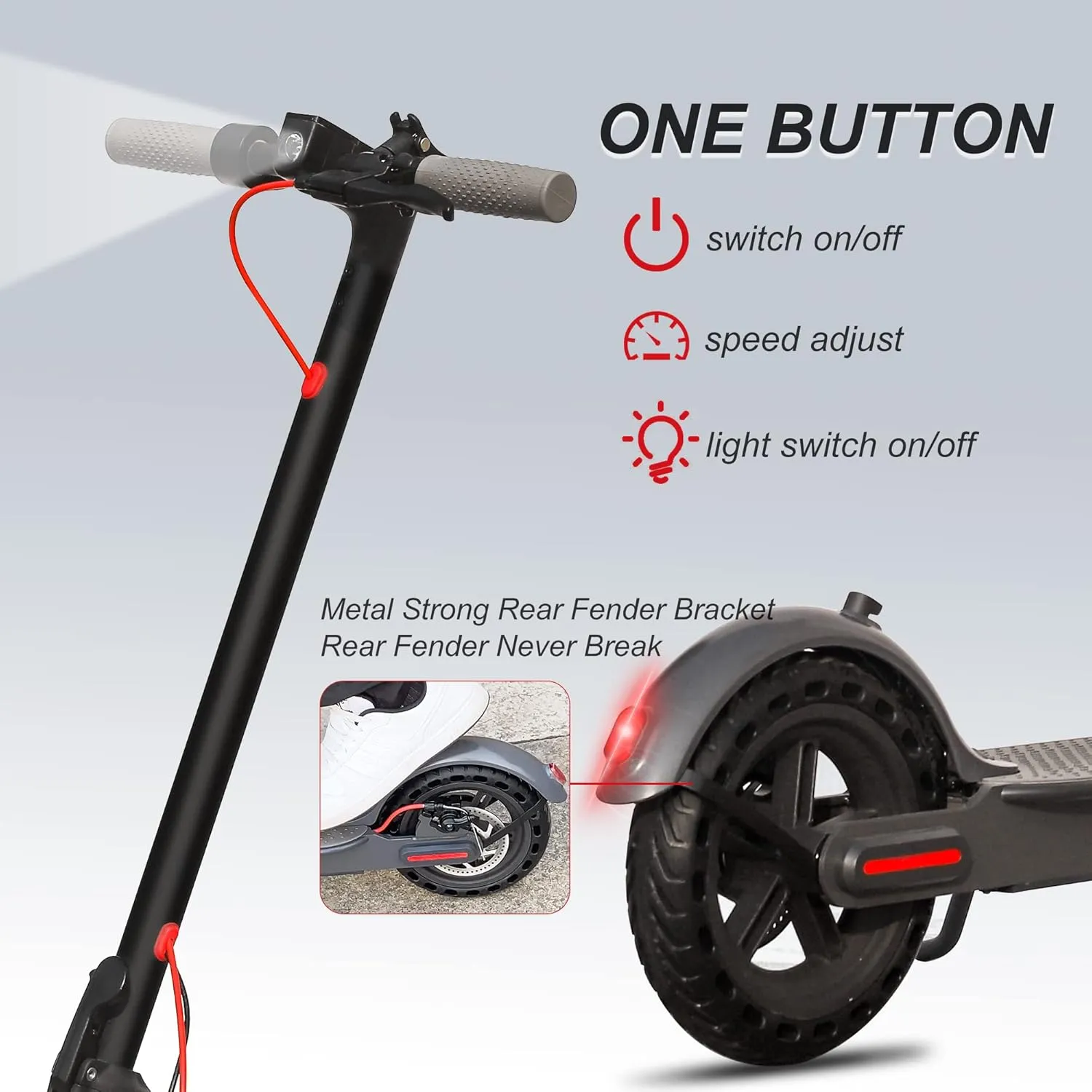 Electric Scooter for Adults - 350W/500W Motor, 8.5"/10'' Tires, Up to 19/22 MPH and 21/23/28 Miles Long-Range Folding Commuting E-Scooter with Dual Braking System and App