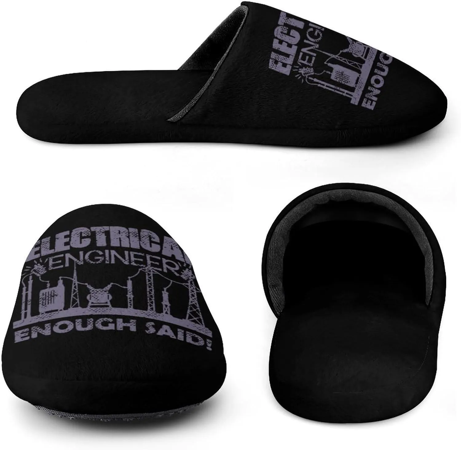 Electrical Engineer Soft Warm Mens Slippers Anti-Skid Fuzzy House Shoes Bedroom Home