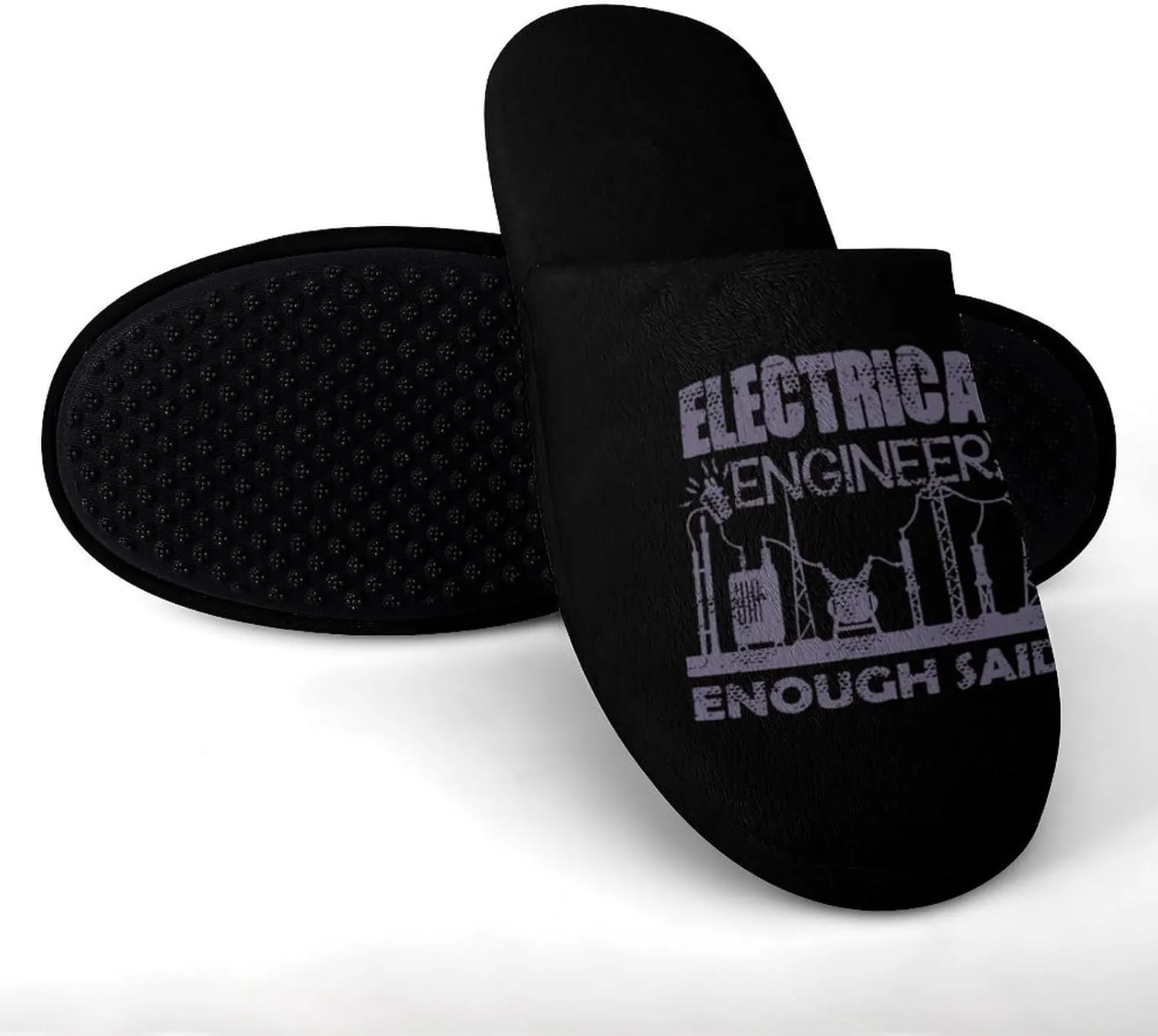 Electrical Engineer Soft Warm Mens Slippers Anti-Skid Fuzzy House Shoes Bedroom Home