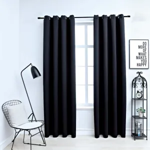 Elegant Blackout Curtains for Privacy and Peaceful Sleep, 54" x 95" Fabric, Includes 8 Rings for Easy Installation, Black
