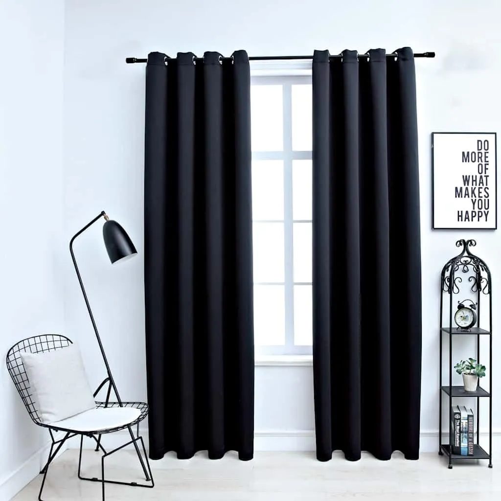 Elegant Blackout Curtains for Privacy and Peaceful Sleep, 54" x 95" Fabric, Includes 8 Rings for Easy Installation, Black