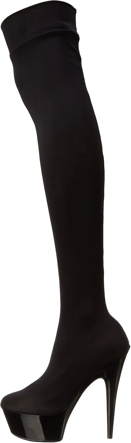 Ellie Shoes Women's 609-Ski Stiletto Stretch Lycra Thigh High Boot