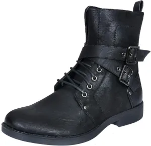 ELONG Men's Punk Rock Goth Elmo Ankle Boots Zip Biker Leather Buckle