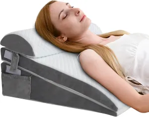 ENITYA Bed Wedge Pillow for Sleep Apnea - 3PCS Wedge Pillow for Acid Reflux Relief/Back Pain Relief/Sleeping/After Surgery/Leg Support - Memory Foam Top, Washable Cover, White
