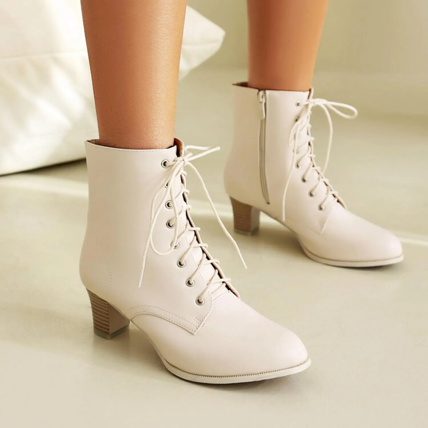 ErikenUrben Women Vintage Victorian Boots Lace up 70s Witch Booties Zip
