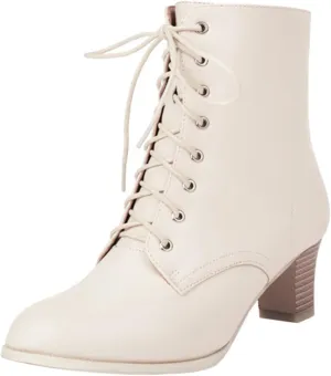 ErikenUrben Women Vintage Victorian Boots Lace up 70s Witch Booties Zip