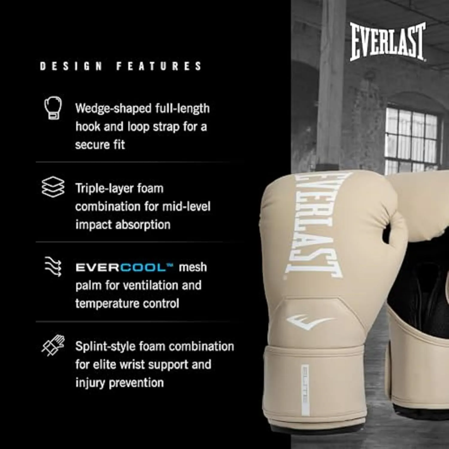Everlast Elite 2 Boxing Gloves, Pro Training Gloves for Men and Women, Secure Fit Hook and Loop Closure & Ventilation, Heavy Bag & Speedbag Training.