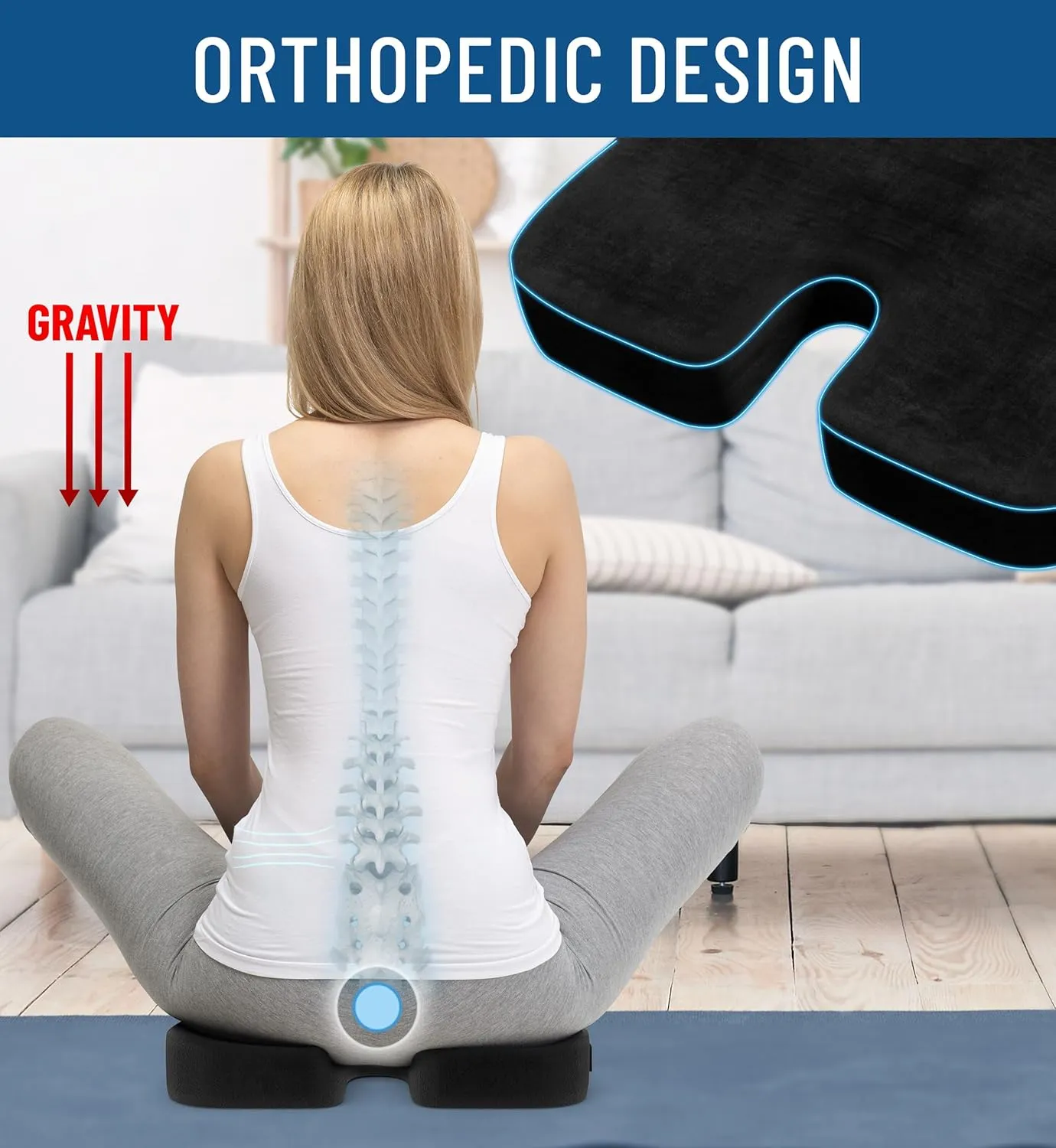 Everlasting Comfort Doctor Recommended Memory Foam Wedge Seat Cushion for Office Chairs - Tailbone Pain Relief, Sciatica & Back Support, Car & Office Chair Cushion