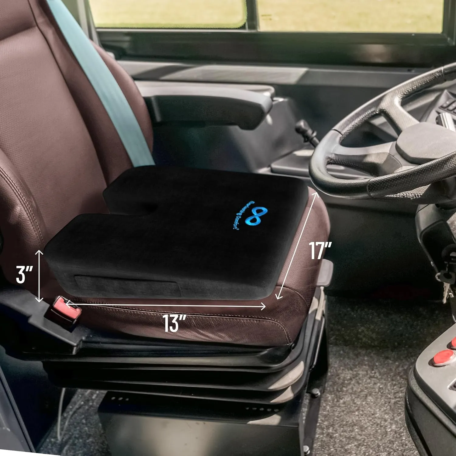 Everlasting Comfort Memory Foam Car Seat Cushion - Tailbone Pain Relief, Driving Seat Cushion for Short People - Office, Wheelchair, Gaming Chair, Travel - Non-Slip, Washable Cover