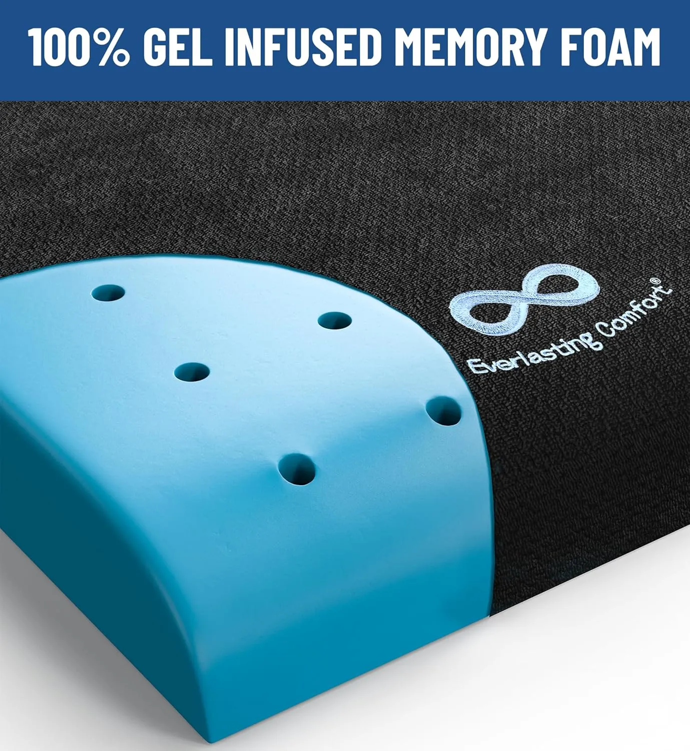 Everlasting Comfort Memory Foam Wheelchair Cushion - Gel Seat Cushion for Seniors and Adults - Pressure Relief and Tailbone Pain Support - Ventilated and Soft Cushion for Ultimate Comfort