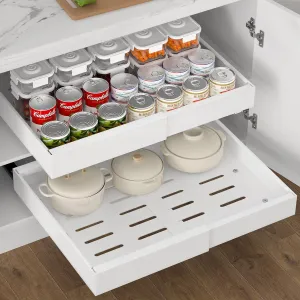 Expandable Pull Out Cabinet Organizer,No Drill Pull Out Drawers for Cabinets,Slide Out Drawers for Kitchen Cabinets with Adhesive Nano Film,Cabinet Roll Out Shelves for Kitchen Pantry