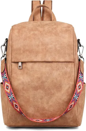 FADEON Leather Backpack Purse for Women Designer Travel Backpack Purses PU Fashion Ladies Shoulder Bag with Tassel