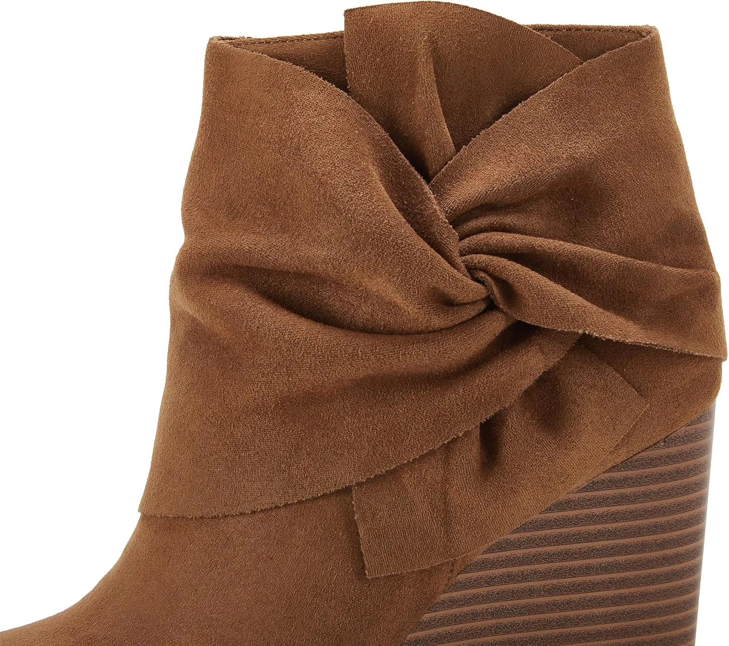 Fashare Womens Wedge Booties Ankle Heels Boots Bow Knot Stacked Heeled Winter Dress Shoes