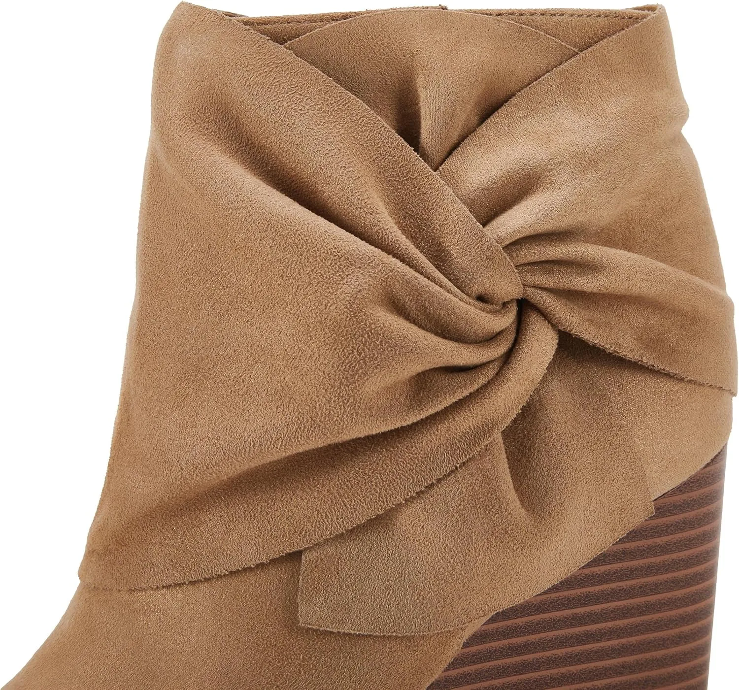 Fashare Womens Wedge Booties Ankle Heels Boots Bow Knot Stacked Heeled Winter Dress Shoes
