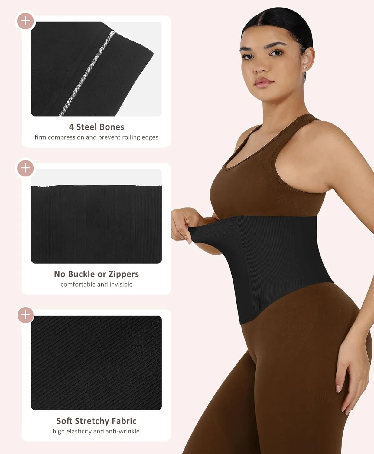 FeelinGirl Waist Trainer for Women Tummy Control Postpartum Underbust Cincher Stomach Compression Workout Belly Wrap