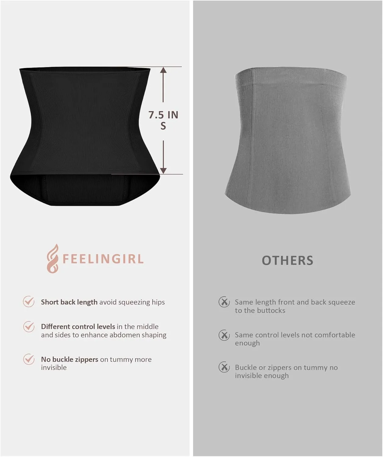 FeelinGirl Waist Trainer for Women Tummy Control Postpartum Underbust Cincher Stomach Compression Workout Belly Wrap
